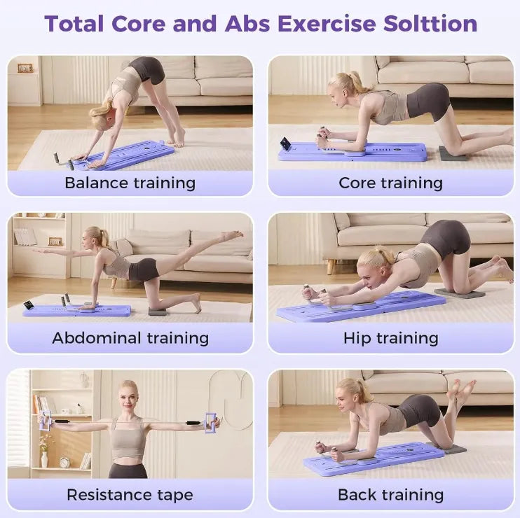 Tabla de Pilates Plegable Multifuncional con Bandas de Resistencia