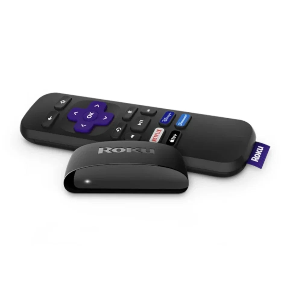 Roku Express HD con su control remoto y cable HDMI - vista 4