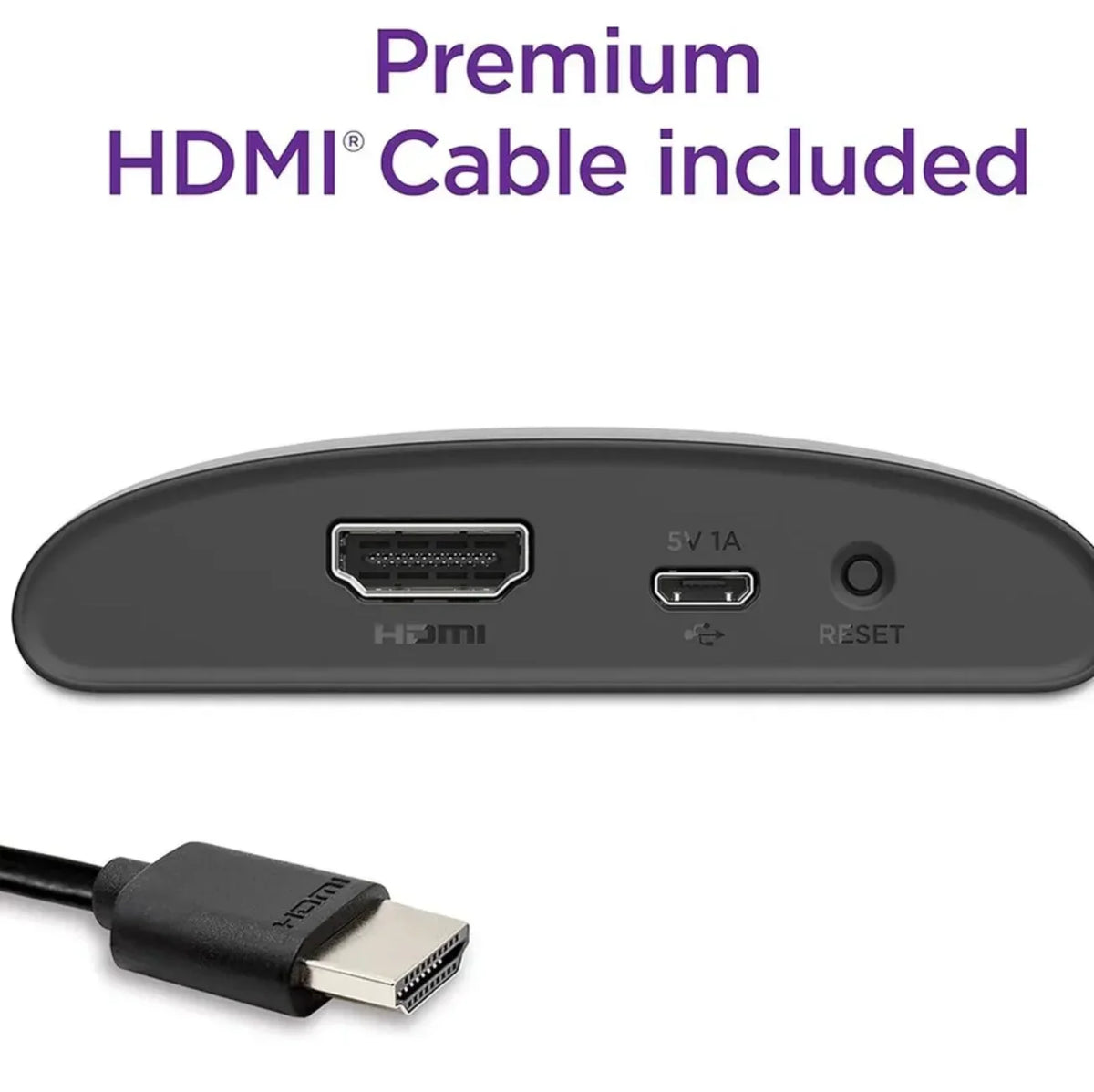 Roku Express HD con su control remoto y cable HDMI - vista 5