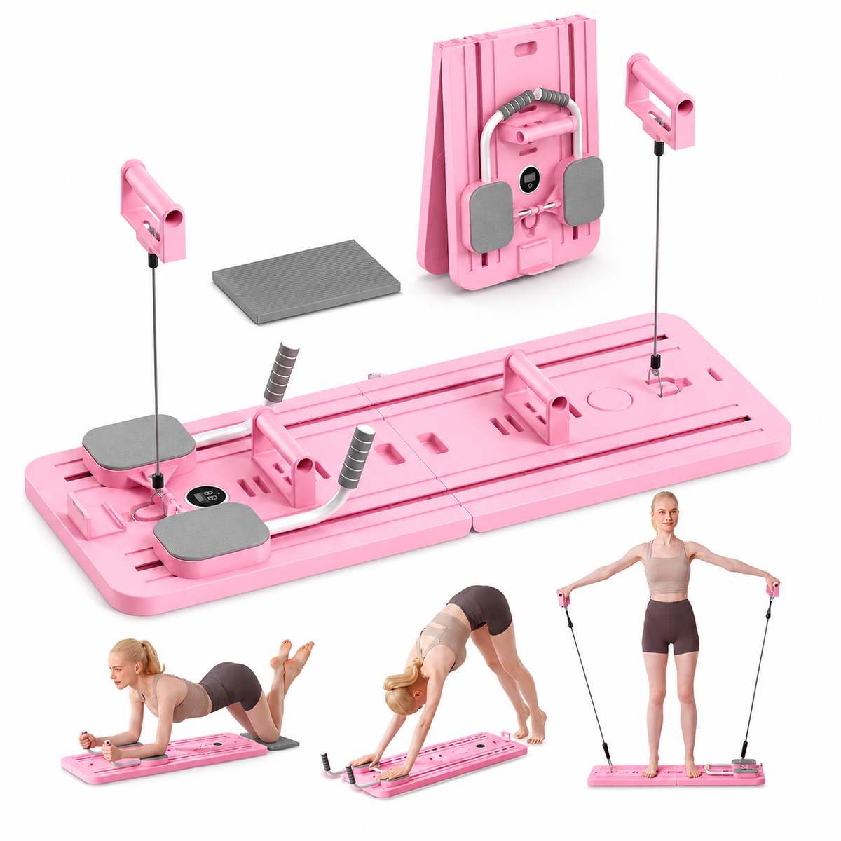 Tabla de Pilates Plegable Multifuncional con Bandas de Resistencia