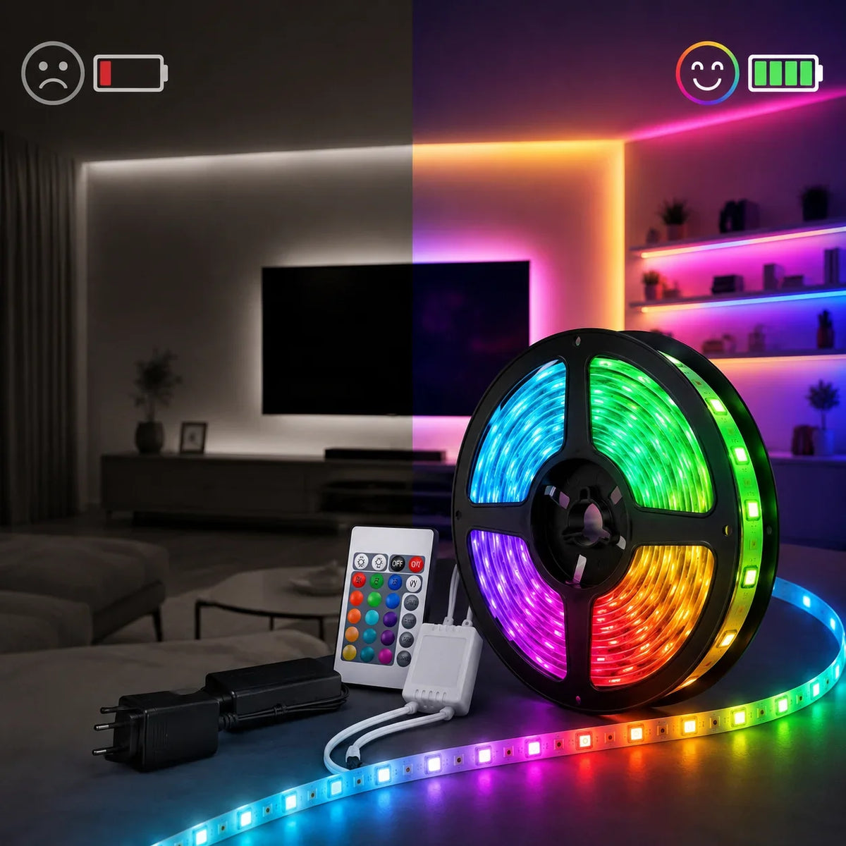 Cinta LED RGB 5 Metros | con Control Remoto