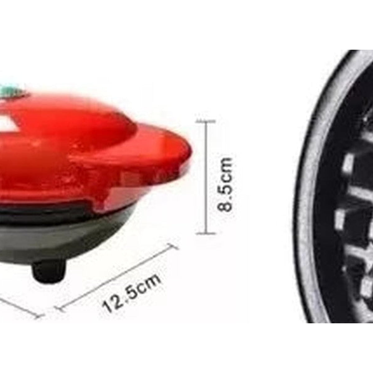 Medidas de la mini waflera: 16,5 cm de largo, 12,5 cm de ancho y 8,5 cm de alto